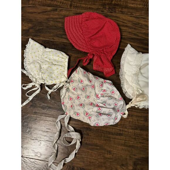 Vintage Girl Toddler bonnets DOLL BONNETS - 4 LOT, SM/MEDIUM SIZE DOLL-COMPO - Picture 2 of 5
